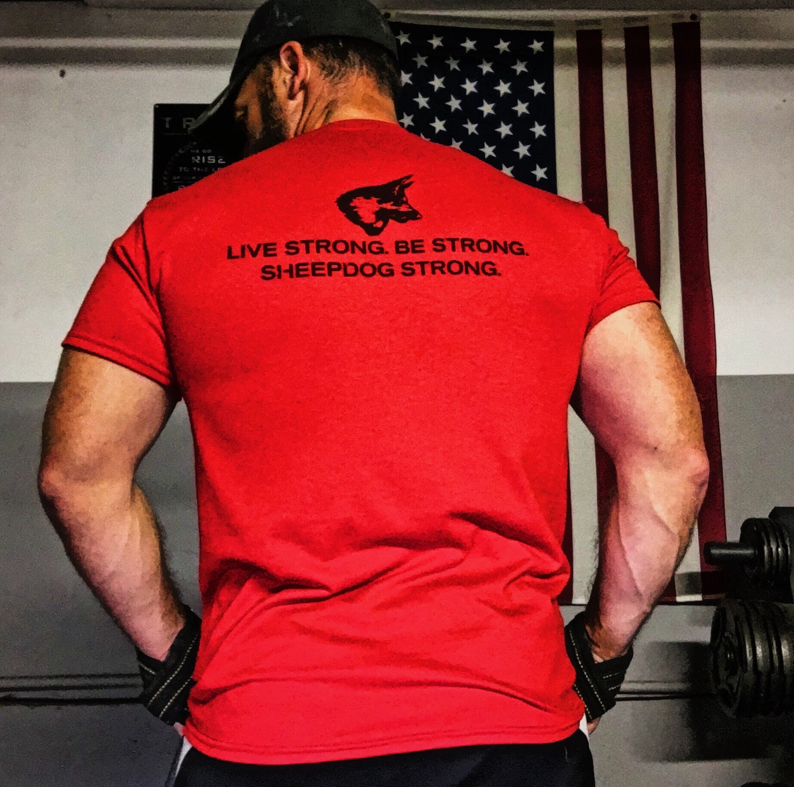 Live Strong, Be Strong, Sheepdog Strong Red T-Shirt | Badass Military Shirt