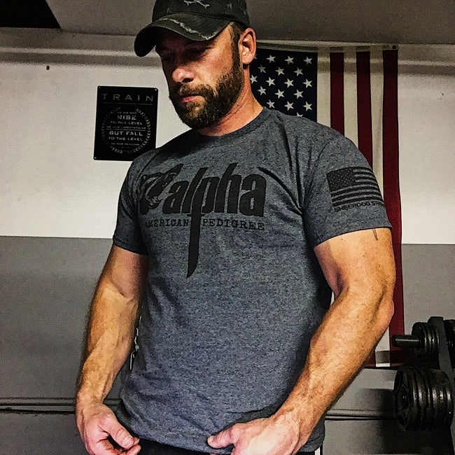 Alpha Men's T-Shirt | Dark Gray | Sheepdog Strong Military Tees