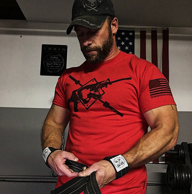 Live Strong, Be Strong, Sheepdog Strong Red T-Shirt | Badass Military Shirt